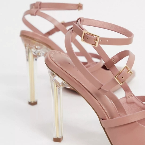 ASOS DESIGN Professor Pointed High Heels in Blush and Clear - Picture 3 of 7